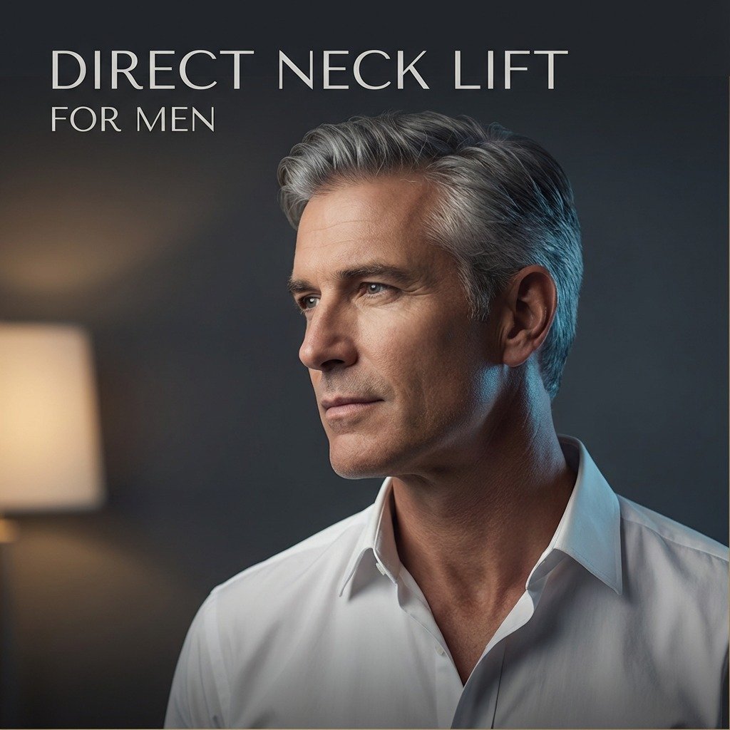 Portrait of a man with a defined jawline and neck, representing a direct neck lift for men in Bellevue, WA.